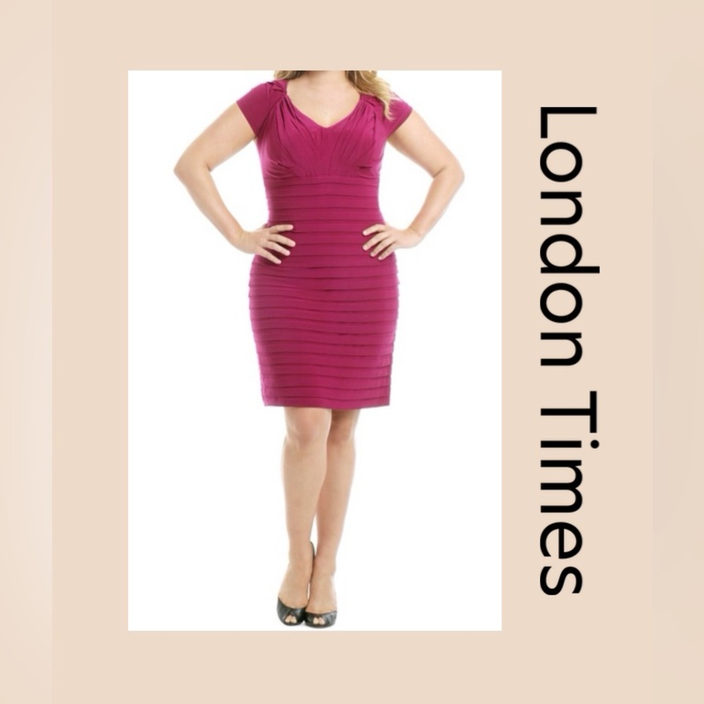 London Times Women’s Ruched Sheath Dress Size 10